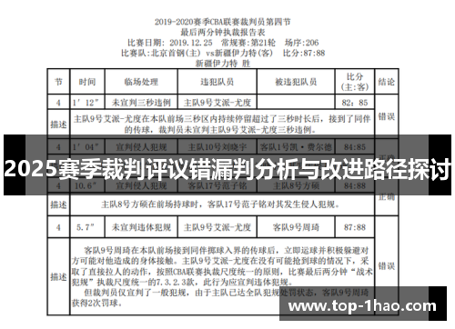 2025赛季裁判评议错漏判分析与改进路径探讨
