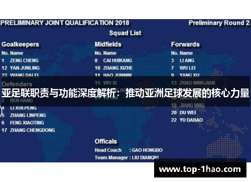 亚足联职责与功能深度解析：推动亚洲足球发展的核心力量